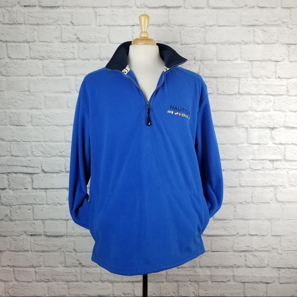 Vintage Nautica Sailing Flag Spellout Fleece XL